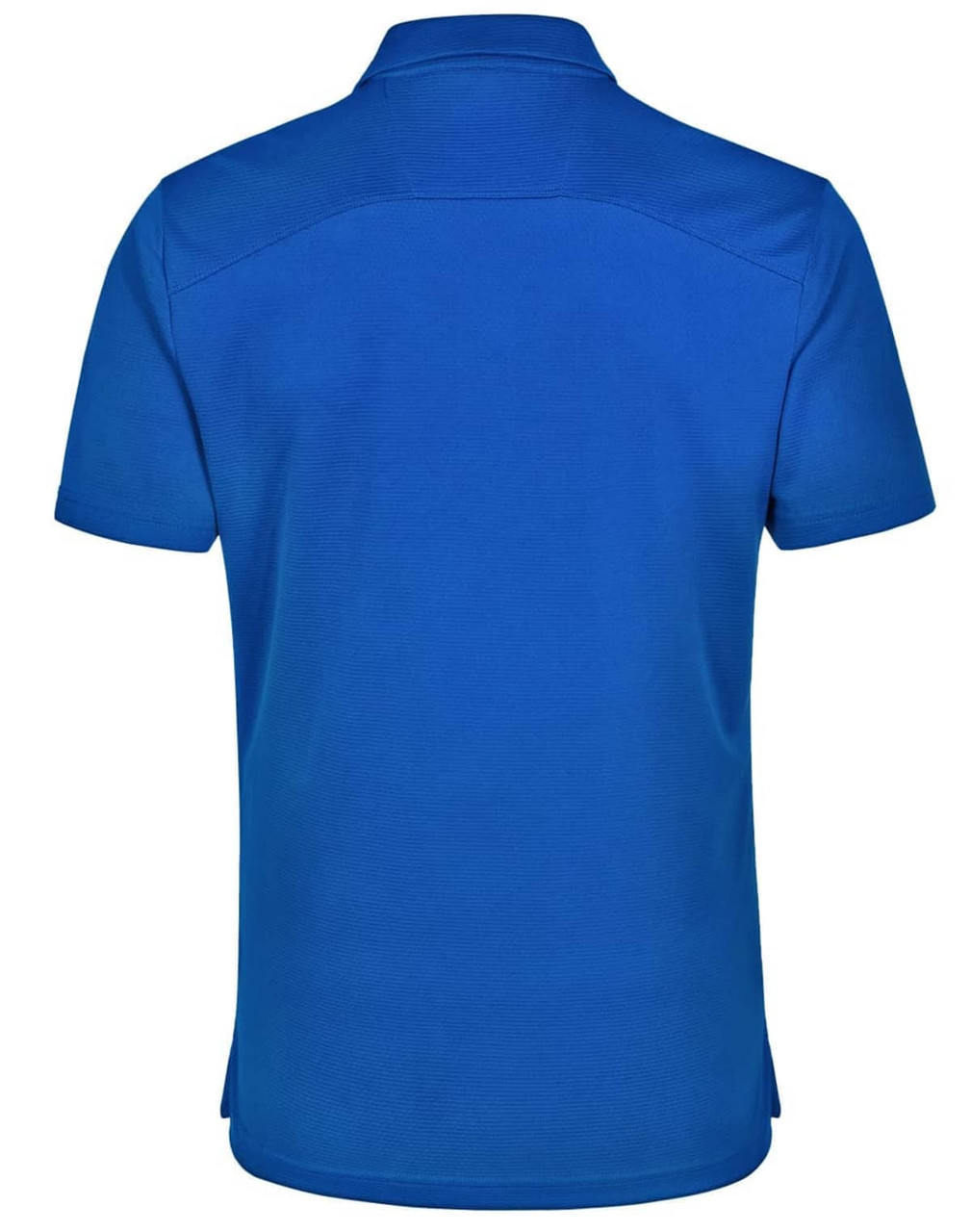 A blue men's bamboo charcoal corporate short-sleeve polo shirt featuring a logo.