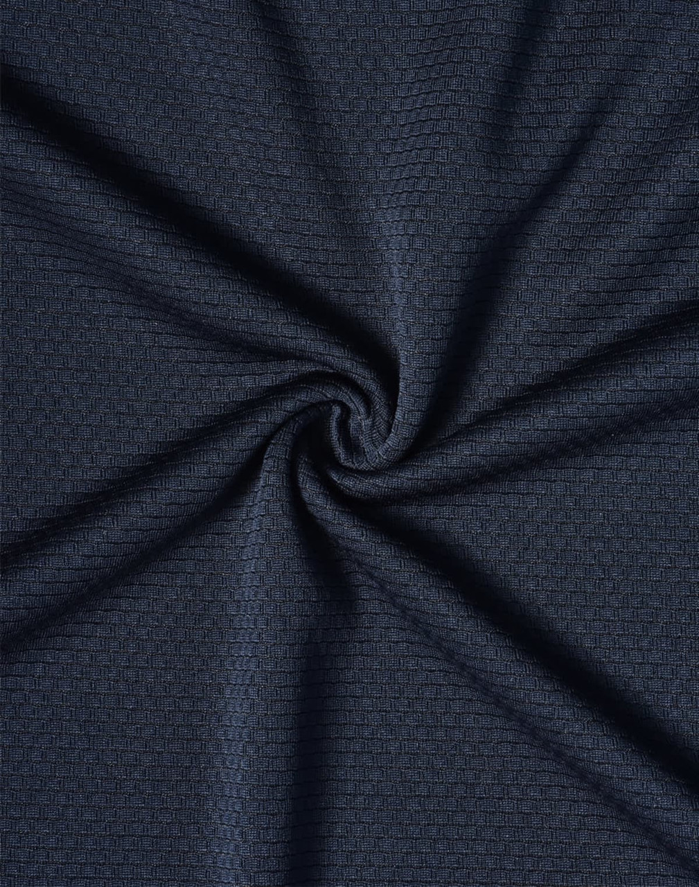 A navy blue fabric with a textured pattern, suitable for polo shirts, featuring a subtle weave.