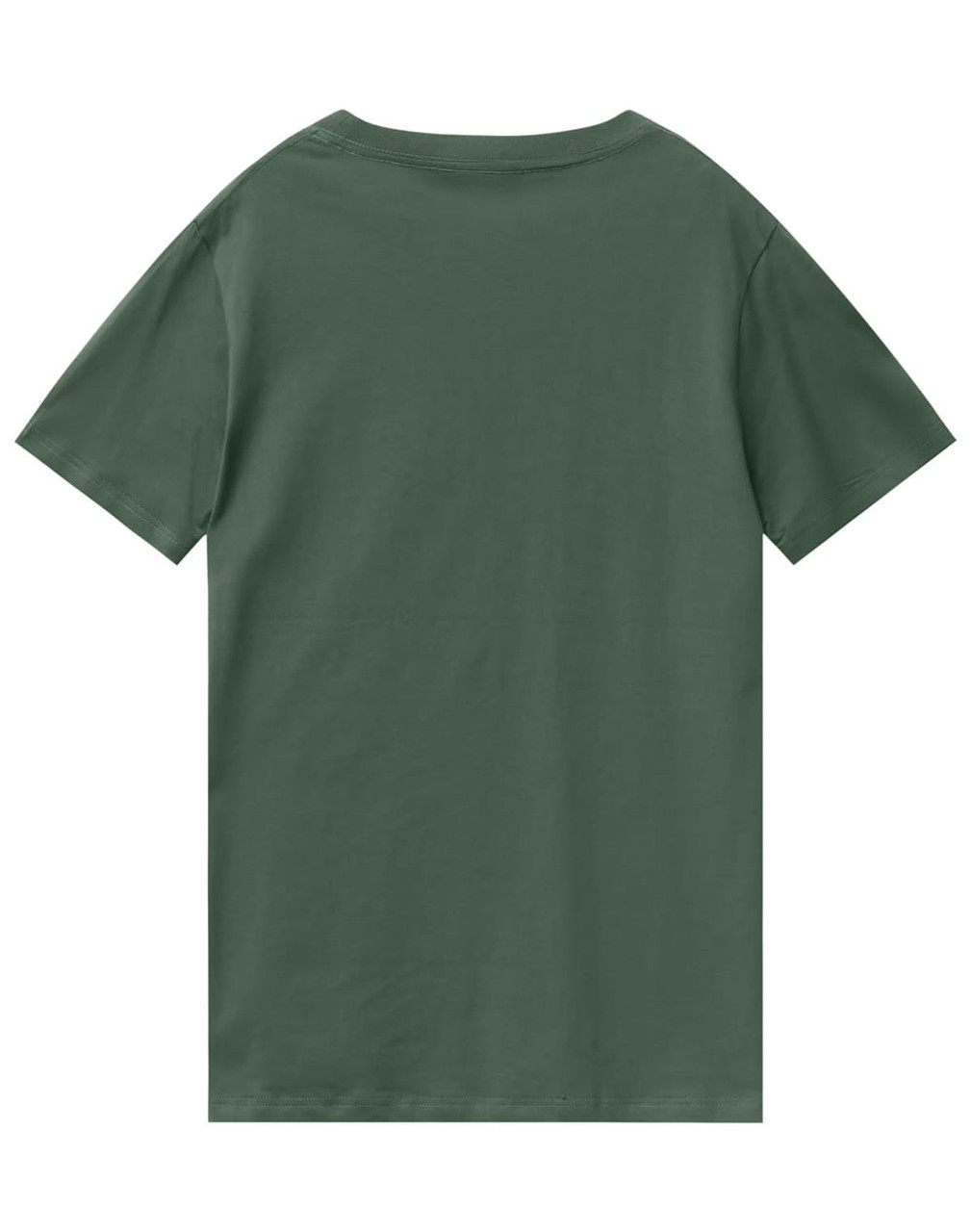 A green men's premium cotton tee with short sleeves and a simple design, featuring a logo on the back.