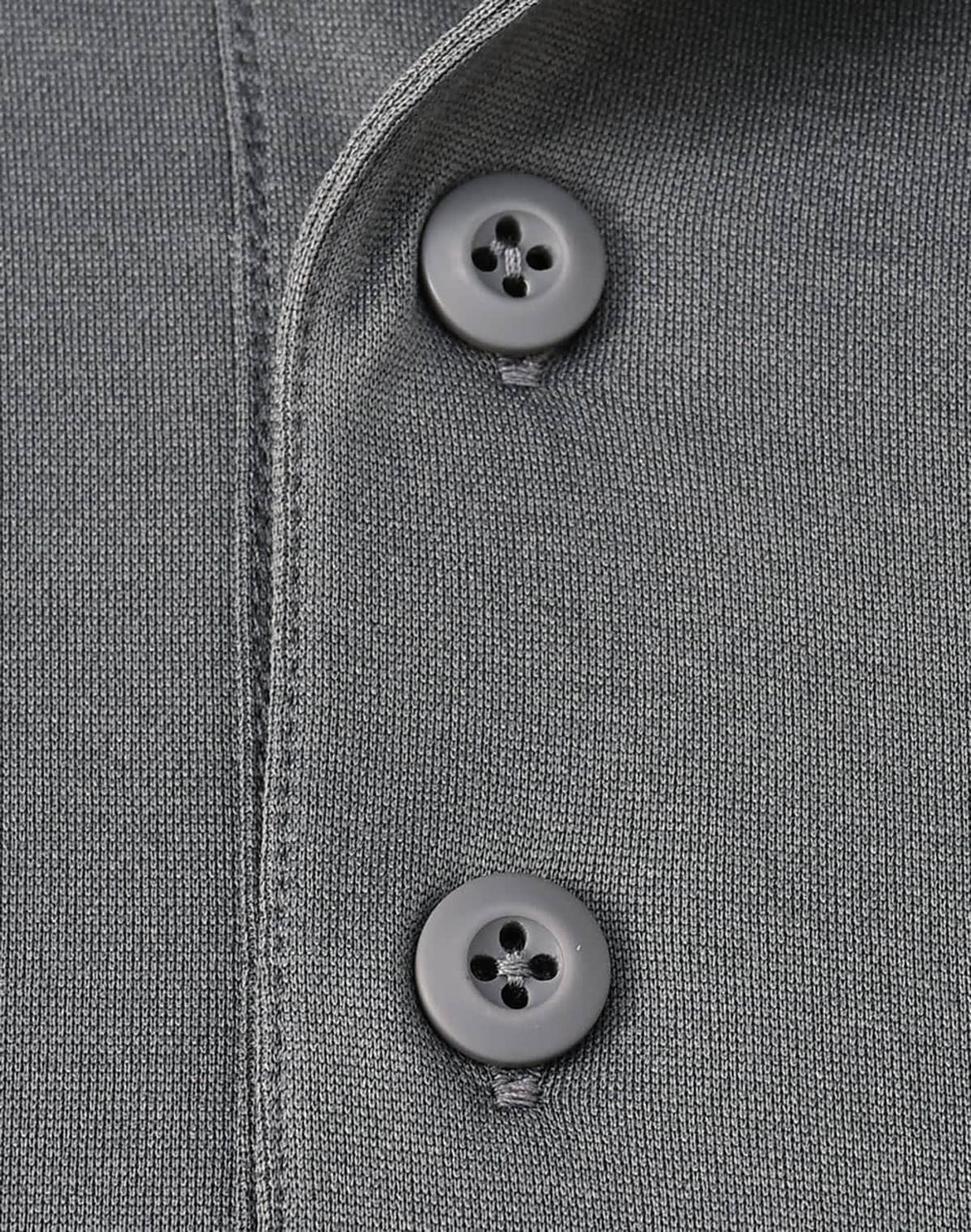 A grey polo shirt featuring two buttons and a collar, designed for a corporate setting.
