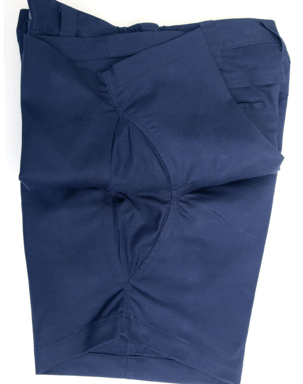 Navy unisex cotton stretch ripstop work shorts with multiple pockets and a logo.