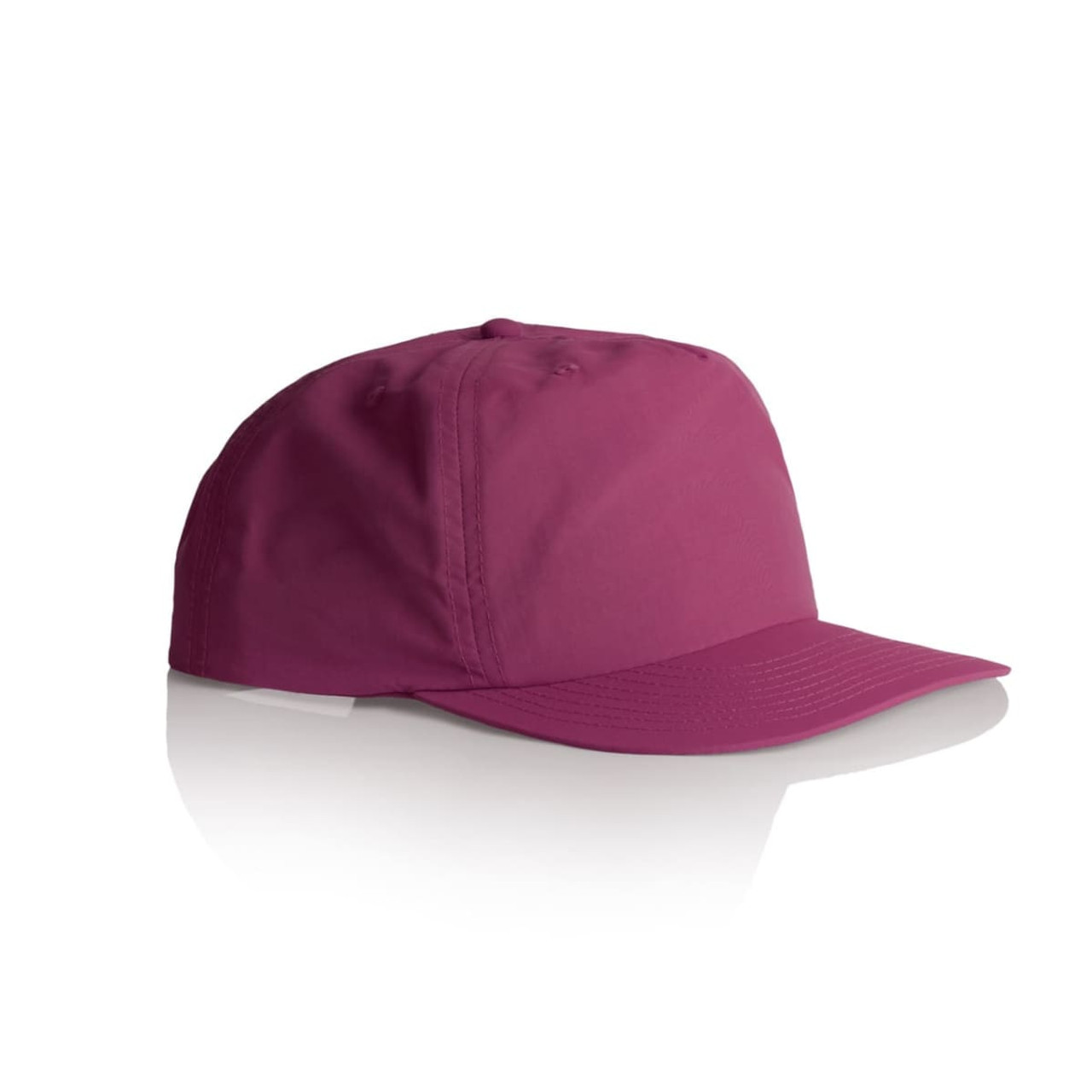 A cap in a vibrant shade of pink, featuring a solid design and a curved brim. It has a logo on the front. A cap in a vibrant shade of pink, featuring a solid design and a curved brim. It has a logo on the front.