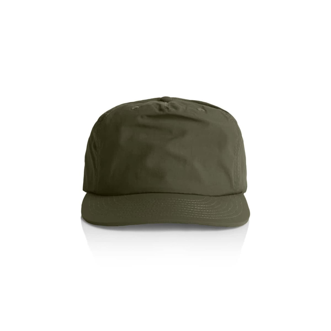 A green cap with a rounded top and a stiff brim, featuring a simple design and a logo on the front. A green cap with a rounded top and a stiff brim, featuring a simple design and a logo on the front.