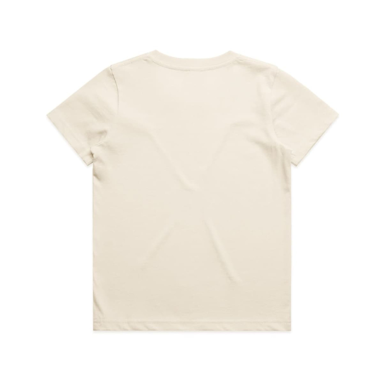 A plain cream youth staple T-shirt with a classic crew neck and short sleeves. It features a logo on the back. A plain cream youth staple T-shirt with a classic crew neck and short sleeves. It features a logo on the back.