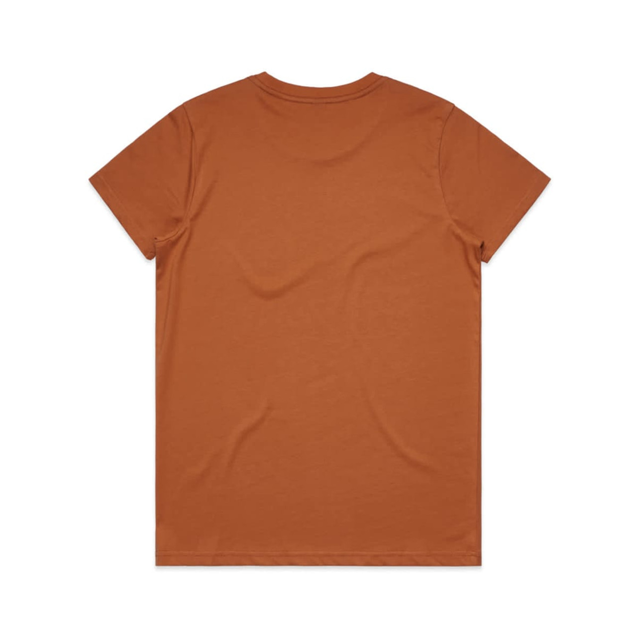A t-shirt in a warm orange colour, featuring a plain design with a crew neck and short sleeves.