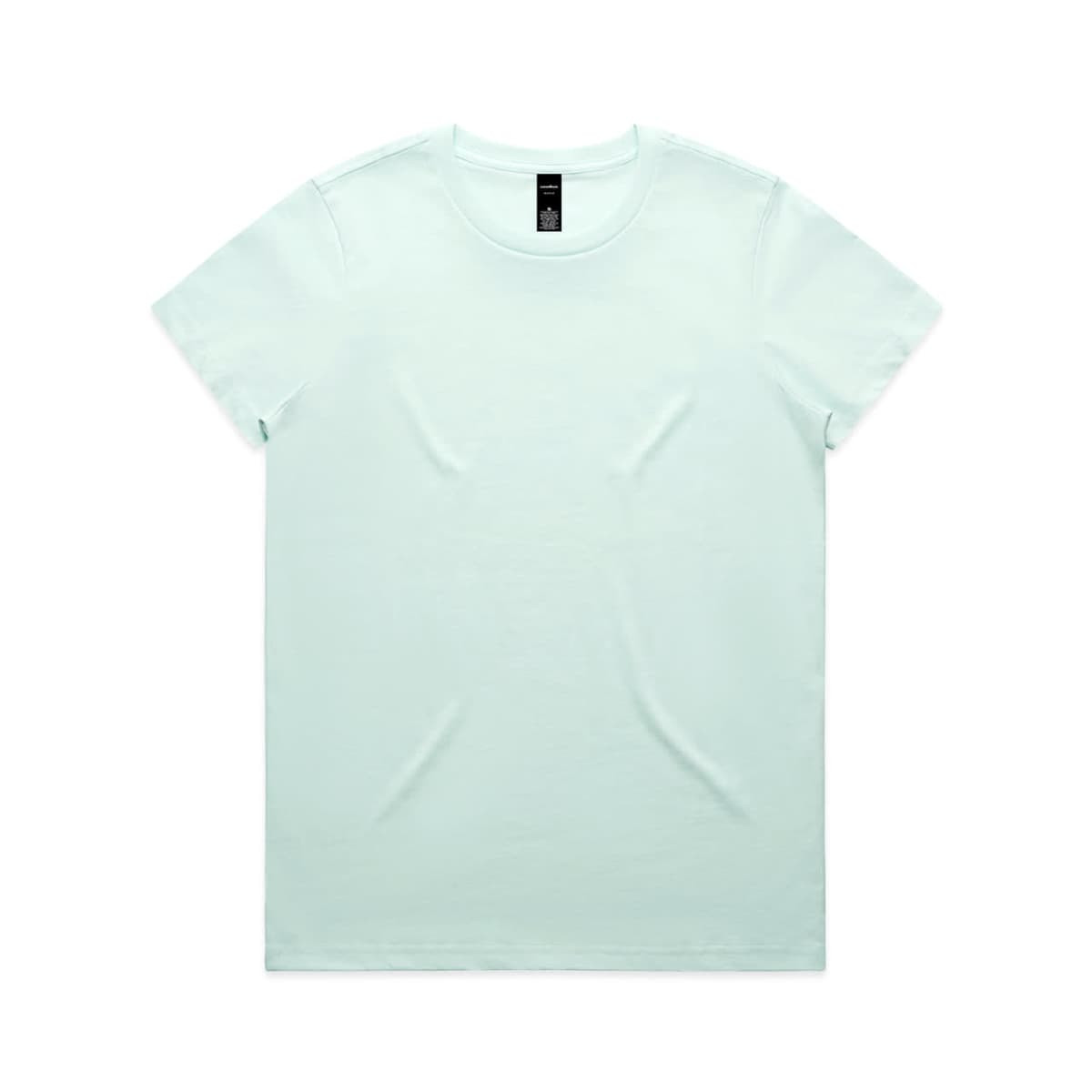 A light mint green t-shirt featuring a crew neck and a brand logo on the tag.