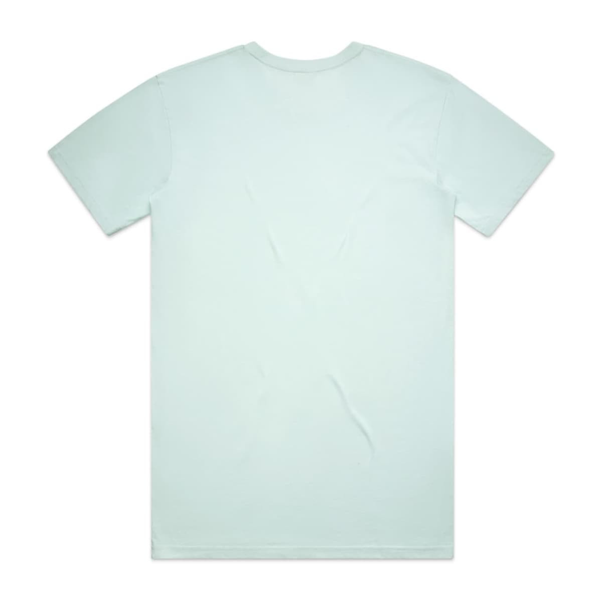 A light mint green t-shirt featuring short sleeves and a plain back. The shirt has a simple logo.