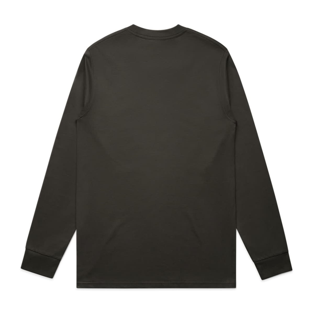 A long-sleeve tee in dark grey with a plain design and no visible branding on the back.