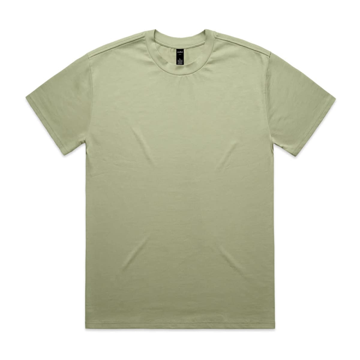 A light green Heavy Tee t-shirt with a round neckline and short sleeves, featuring a brand logo.