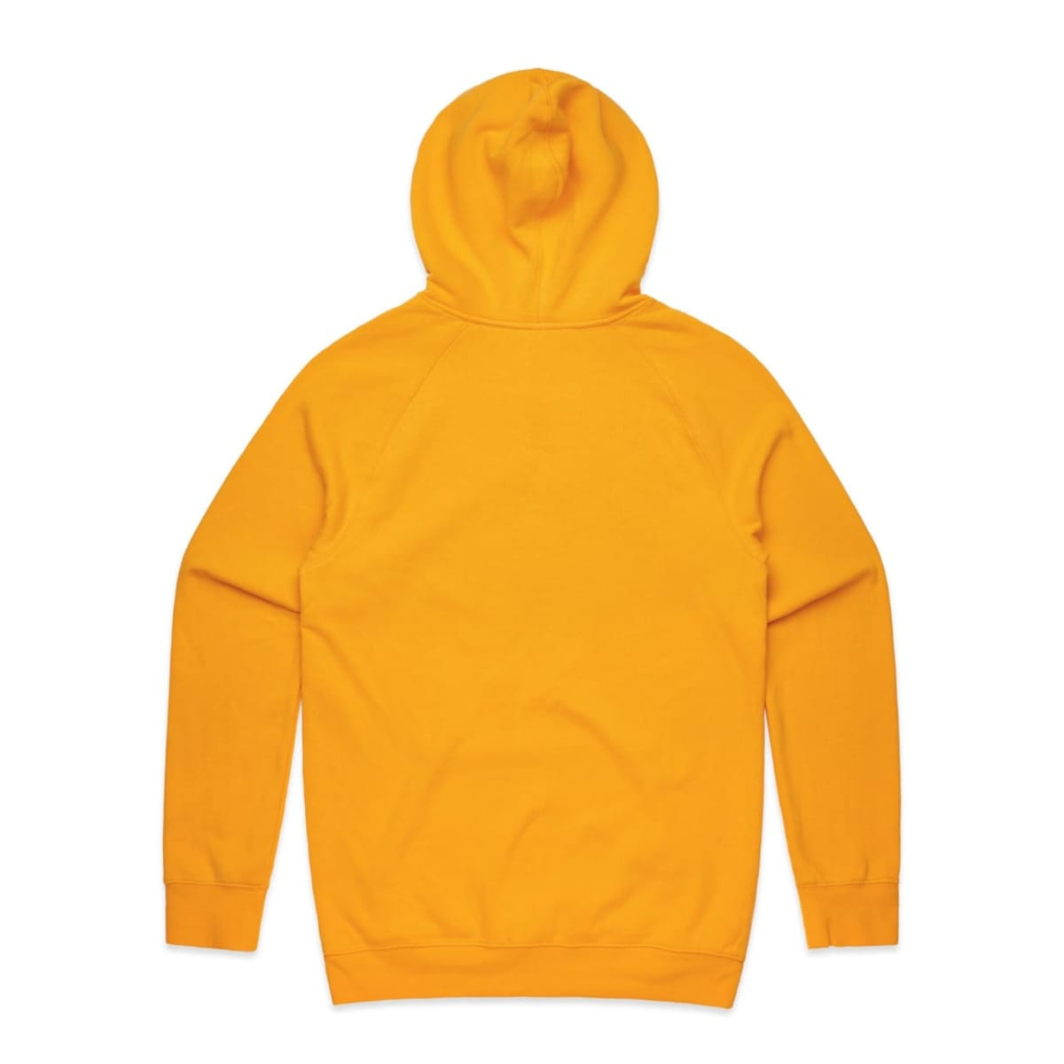 A yellow hoodie with a hood and long sleeves, featuring a plain design on the back.