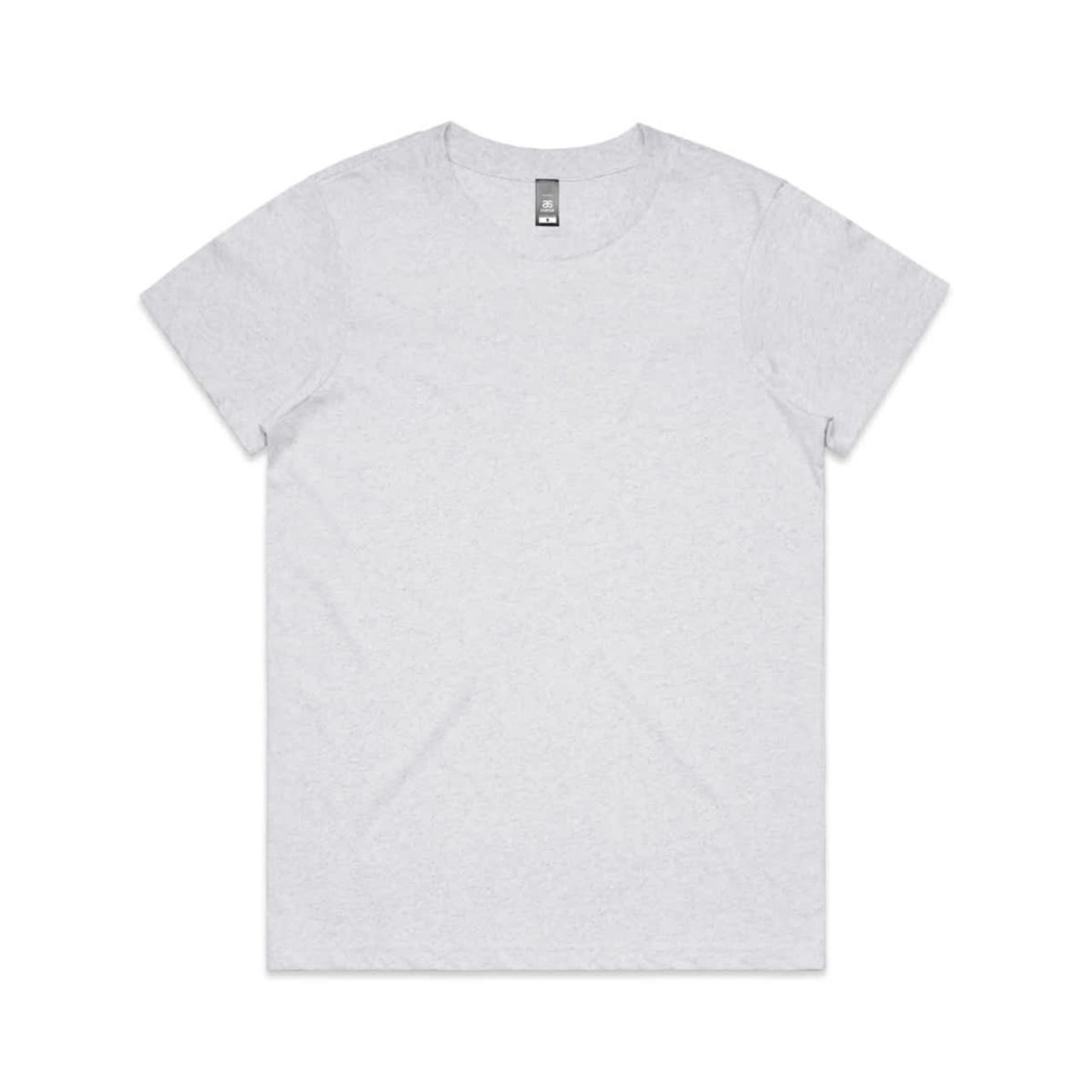 A light grey T-shirt with a classic crew neck and short sleeves. It features a logo on the tag.