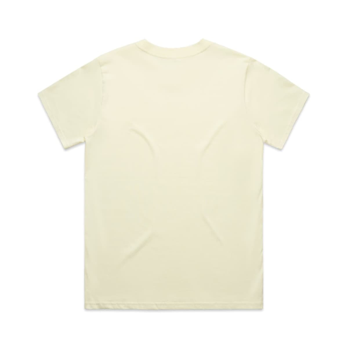 A pale yellow t-shirt featuring a plain back and a logo tag.