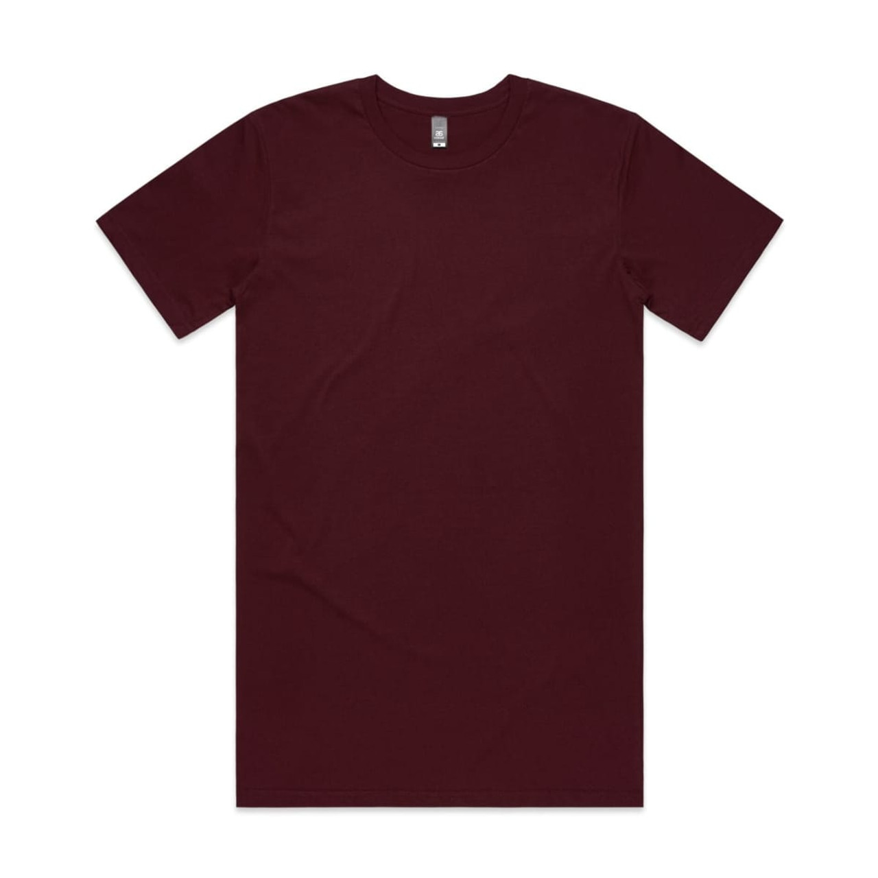 A maroon Tall Tee t-shirt, featuring a round neck and short sleeves, displayed with no visible branding.