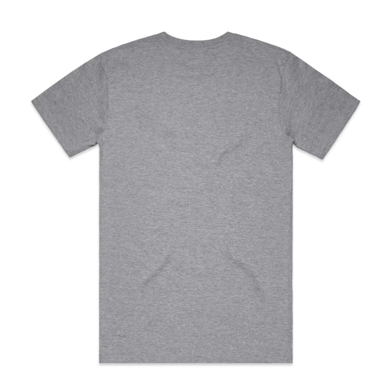 A grey t-shirt with short sleeves and a simple design, featuring a logo on the back. A grey t-shirt with short sleeves and a simple design, featuring a logo on the back.