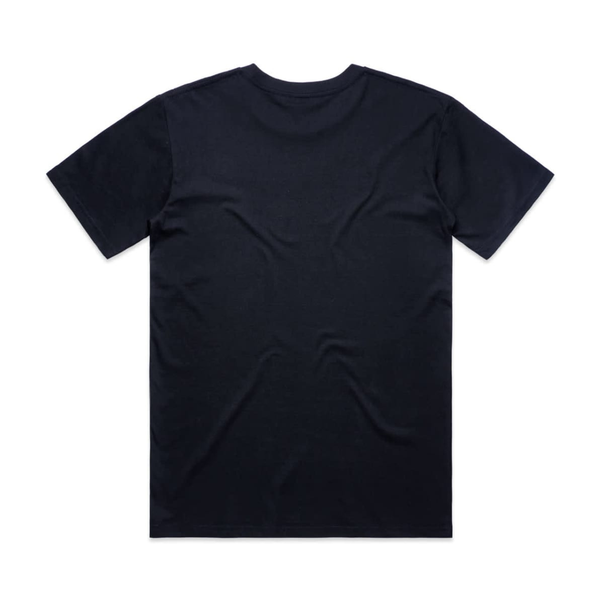 A black t-shirt featuring a simple design and no visible branding on the back.