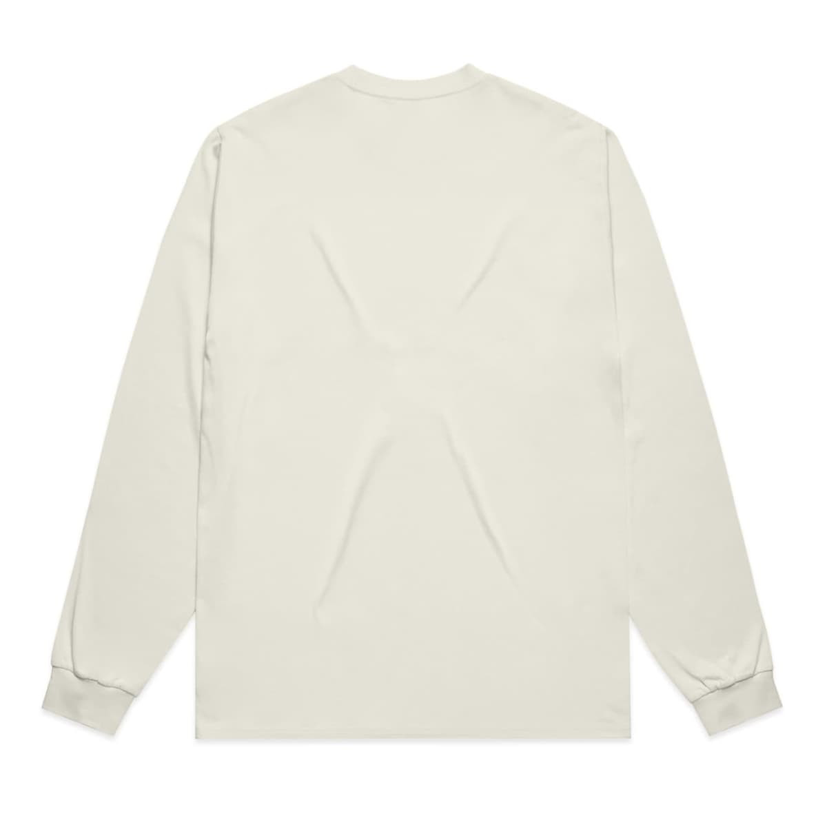 A light grey long-sleeve tee with a relaxed fit, featuring a simple design and no graphic elements.