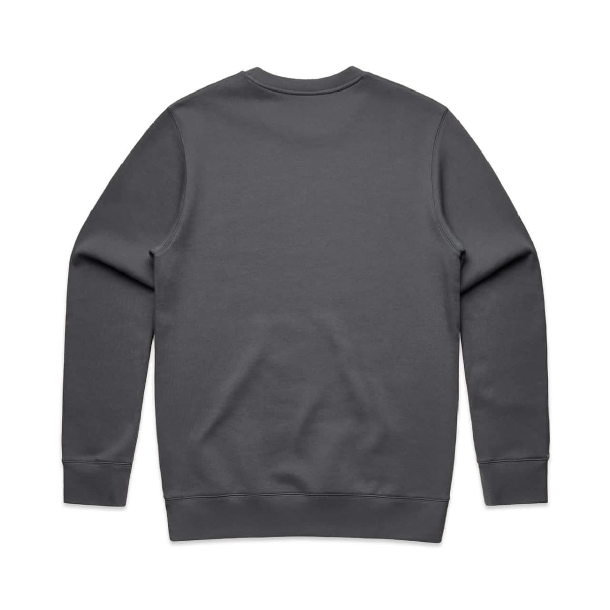 A grey hoodie featuring a simple design and a logo on the back.