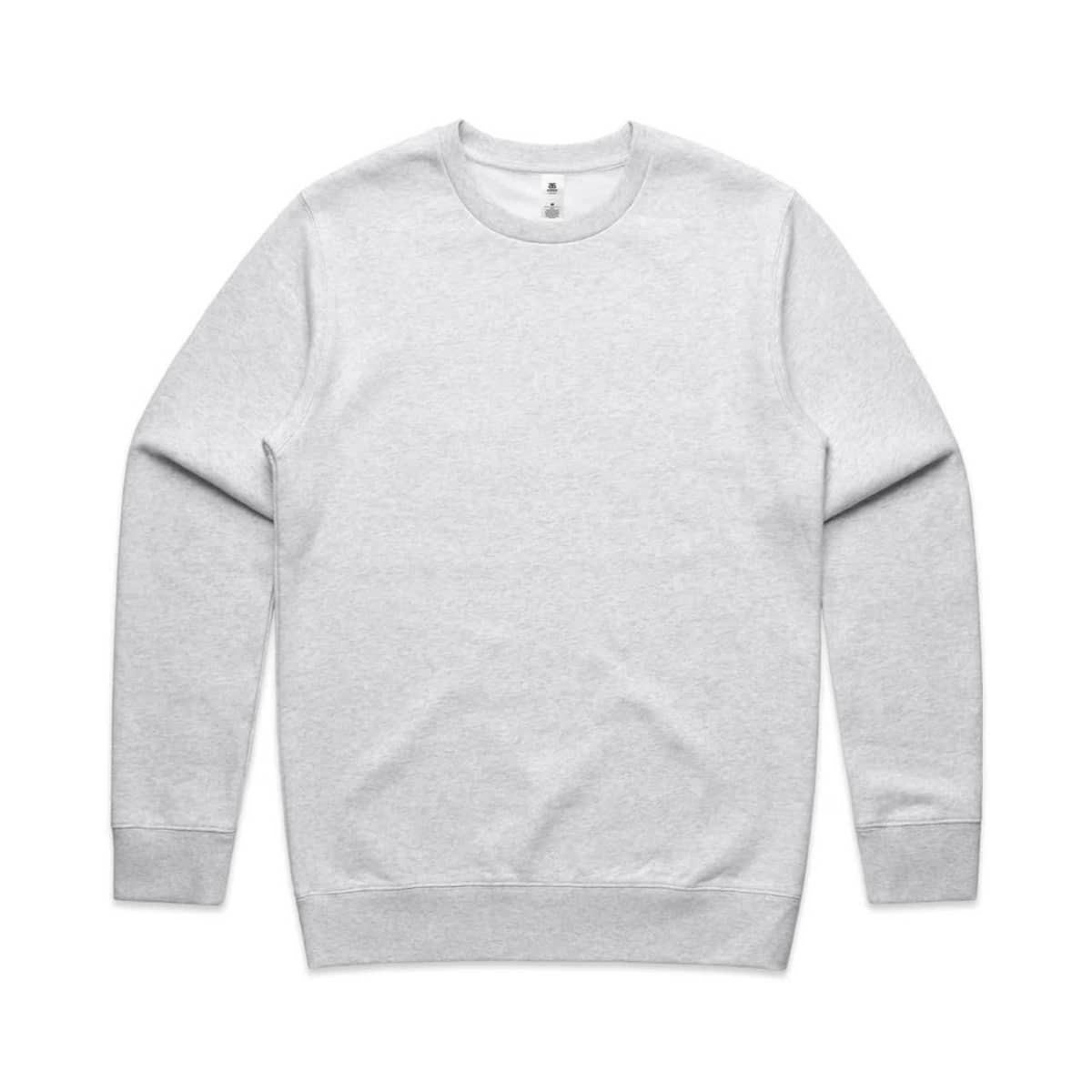 A light grey crew jumper with long sleeves. The design features a plain style and includes a logo.