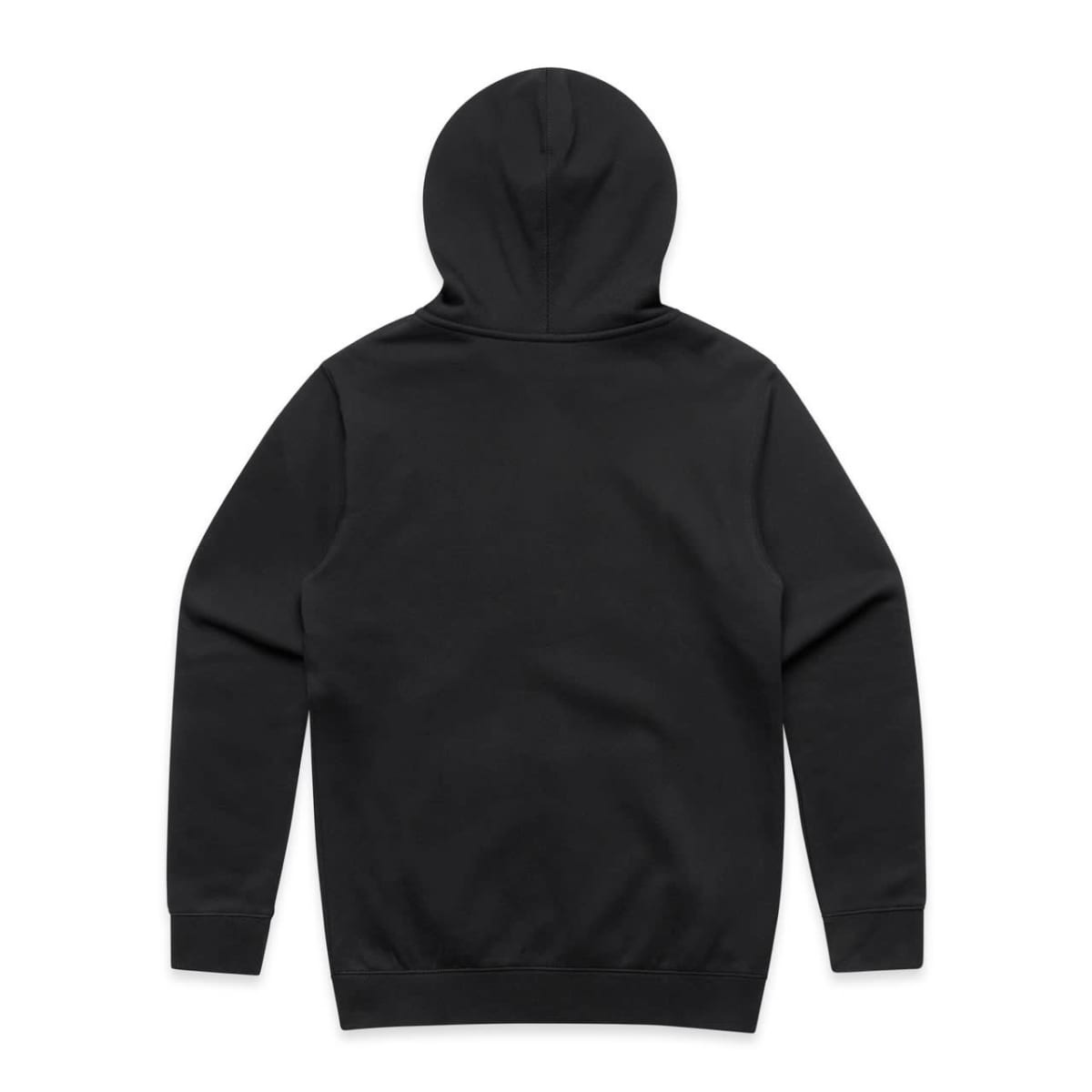 A black zip hooded jumper, featuring a simple design with a hood and no visible logos or text.