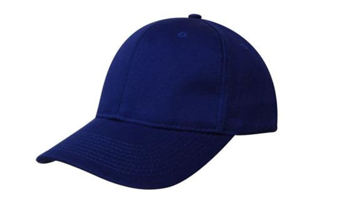A navy blue cap with a curved brim and a branding logo on it. Suitable for casual wear.
