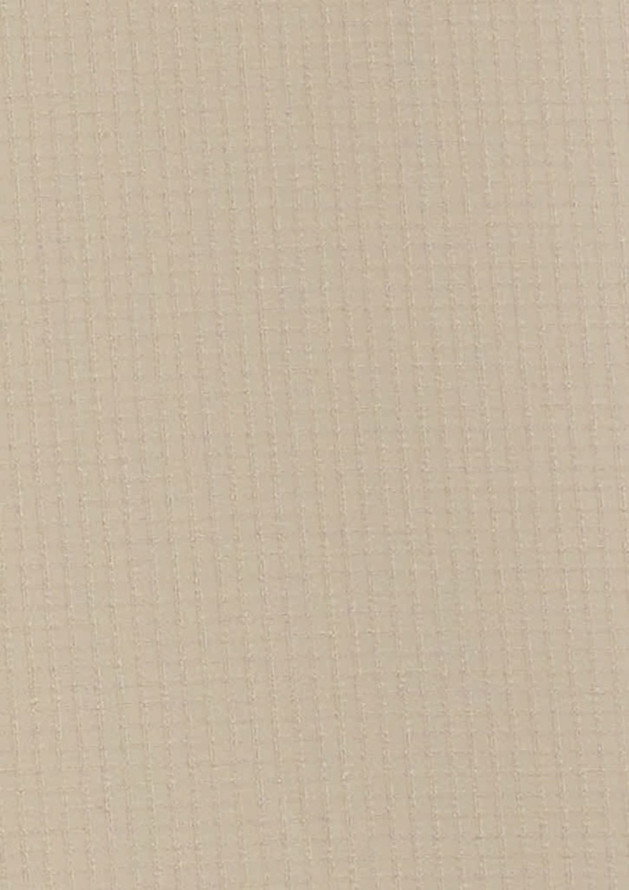 A solid beige fabric texture with a subtle grid pattern, suitable for a men's outdoor long sleeve shirt.