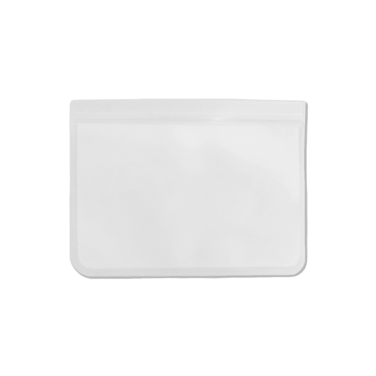 A clear, reusable PEVA food storage bag with a zip closure, measuring 21.5 cm x 18 cm. It features a smooth finish.