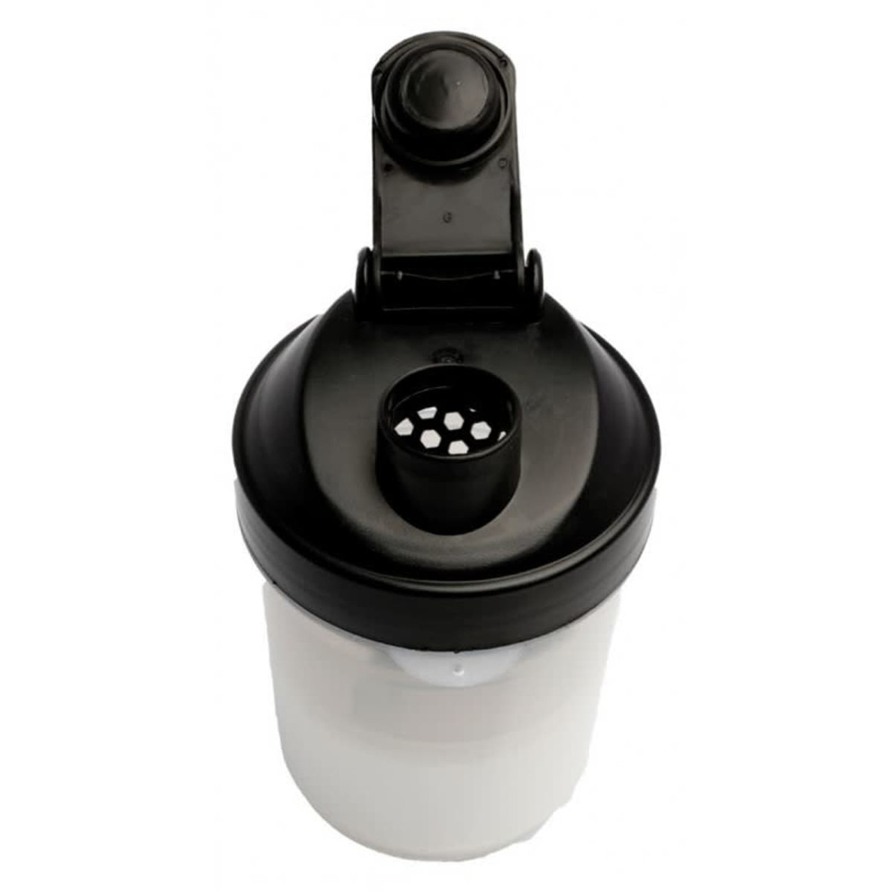 A drink bottle featuring a black lid and a transparent body, designed as a 400ml shaker cup.