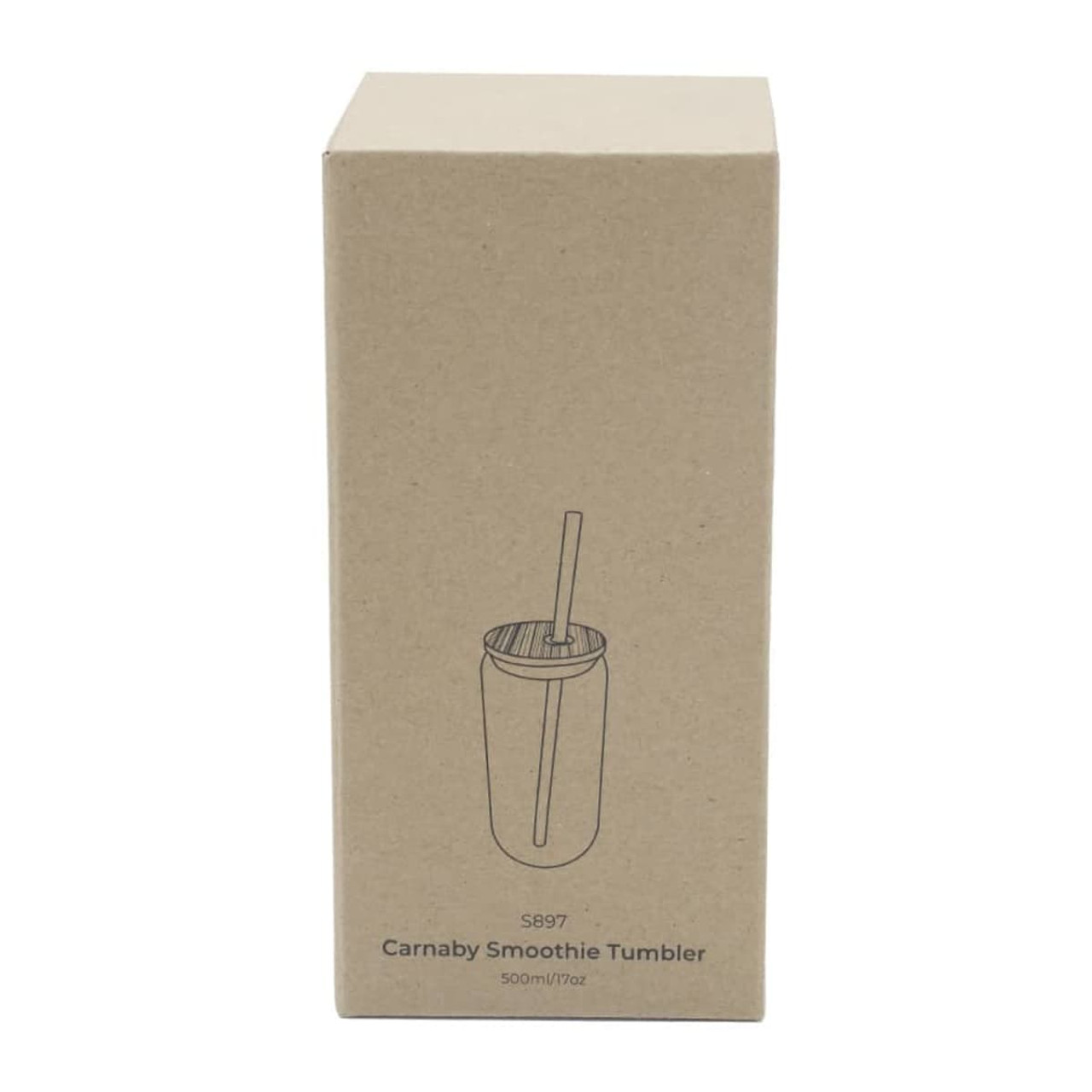 A drink bottle in a cardboard box, featuring a diagram of a tumbler with a straw. It's a 500ml size.