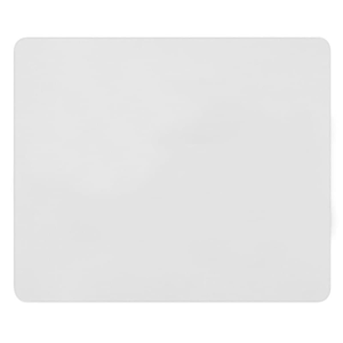 A white deluxe mouse mat measuring 205mm x 145mm, featuring a logo. Suitable for office and business use.