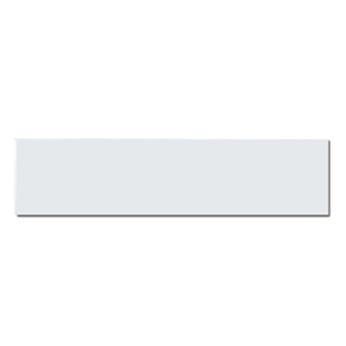 A glossy sticker, measuring 50 x 210mm, in a light shade with a smooth finish and a logo present.