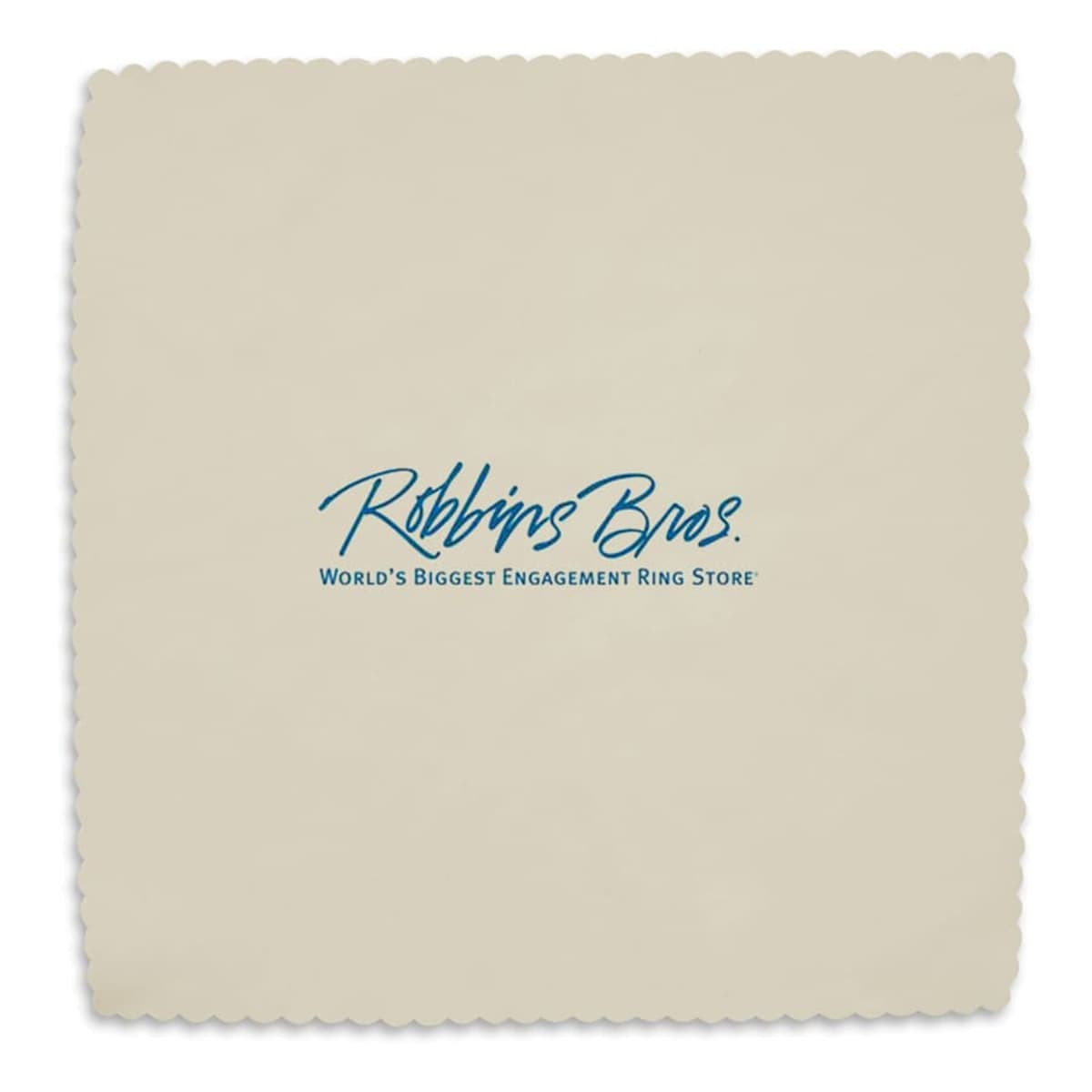 A square mini microfibre cleaning cloth in beige, featuring a logo in blue.