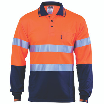 Hi-Vis D/N Cool Breathe Polo Shirt With CSR R/Tape - Long Sleeve