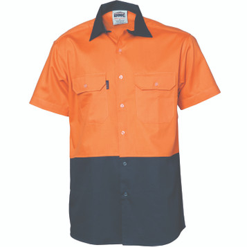 Hi-Vis Two Tone Cotton Drill Shirt - Short Sleeve Hi-Vis Two Tone Cotton Drill Shirt - Short Sleeve