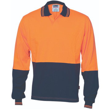 Hi-Vis Cool Breeze Cotton Jersey Food Industry  Polo - Long Sleeve