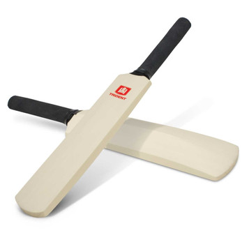 A mini cricket bat with a sleek design and black rubber grips, featuring the brand logo prominently displayed. A mini cricket bat with a sleek design and black rubber grips, featuring the brand logo prominently displayed.