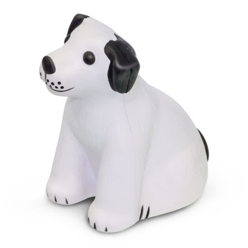 A stress-relief dog figurine in a seated position, designed in black and white colors. A stress-relief dog figurine in a seated position, designed in black and white colors.