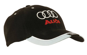 A black cap with reflective trim, featuring a logo on the front and a tab on the peak.