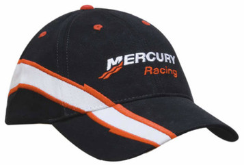 A black cap with orange and white accents, featuring an embroidered logo on the front. A black cap with orange and white accents, featuring an embroidered logo on the front.