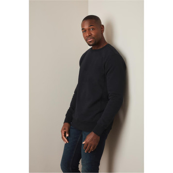 A black men's active sweatshirt displayed on a model against a neutral background. The product features a logo. A black men's active sweatshirt displayed on a model against a neutral background. The product features a logo.
