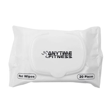 A packet of white antibacterial wipes containing 20 pieces, featuring a logo on the front. A packet of white antibacterial wipes containing 20 pieces, featuring a logo on the front.