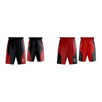 Reversible shorts featuring red and black colours, with a number on one side and contrasting panels. Includes logos. Reversible shorts featuring red and black colours, with a number on one side and contrasting panels. Includes logos.