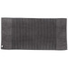 A reversible two-tone bath towel featuring a dark grey colour with striped texture and a small logo. A reversible two-tone bath towel featuring a dark grey colour with striped texture and a small logo.
