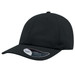 A black Dad Hat featuring a mid visor and a branding logo on the side.