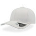 A white cap with a mid visor and a logo on the side.