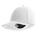 A white cap with a curved visor, featuring a brand logo on the side. A white cap with a curved visor, featuring a brand logo on the side.