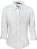 Ladies Stretch Yarn Dyed Contrast Stripe Shirts - 3/4 Sleeve