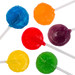 Assorted lollipops in vibrant colors: blue, orange, red, purple, yellow, and green, mounted on white sticks. Assorted lollipops in vibrant colors: blue, orange, red, purple, yellow, and green, mounted on white sticks.
