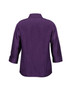 A purple ladies' shirt with 3/4 sleeves and a collared design, featuring a simple back view. A purple ladies' shirt with 3/4 sleeves and a collared design, featuring a simple back view.