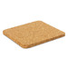 A square cork coaster in a natural beige colour with rounded edges, featuring a simple, unbranded design.