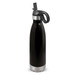 A drink bottle featuring a sleek black design with a stainless steel bottom and a flip lid for easy access. A drink bottle featuring a sleek black design with a stainless steel bottom and a flip lid for easy access.